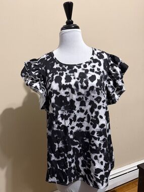 Black and white marbled blouse - new, no tags.